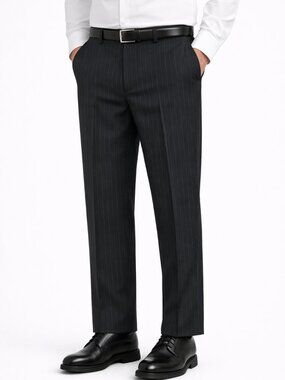 Sons of Intrigue Mens Chambers Dress Pants Straight Fit Pinstripe Black 33x30